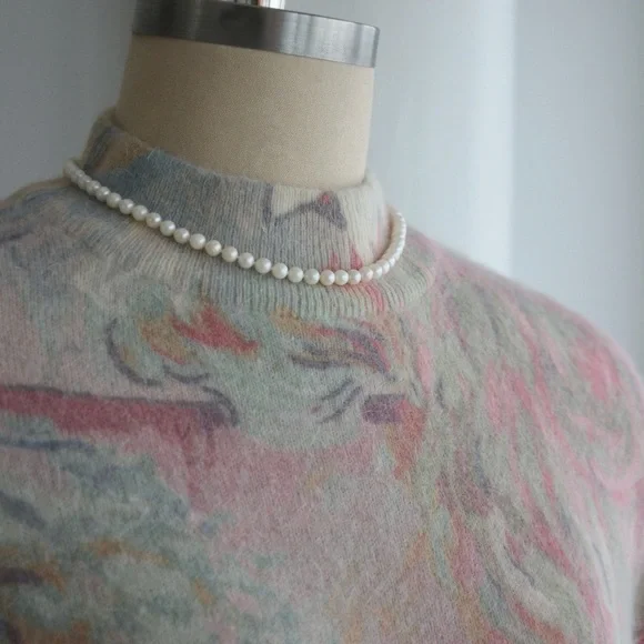 1980's Post Impressionism Floral Angora Knit Sweater - Picture 4 of 6